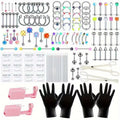 140PCS Body Piercing Kit, Made of Surgical Steel, in 14G and 16G Sizes, Including Barbell Captured Ring (BCR), Circular Captured Ring (CBR), Labret Lip Rings, Cartilage Earrings, Daith Earrings, Nose Septum Rings, Nose Studs, Belly Button Rings and O