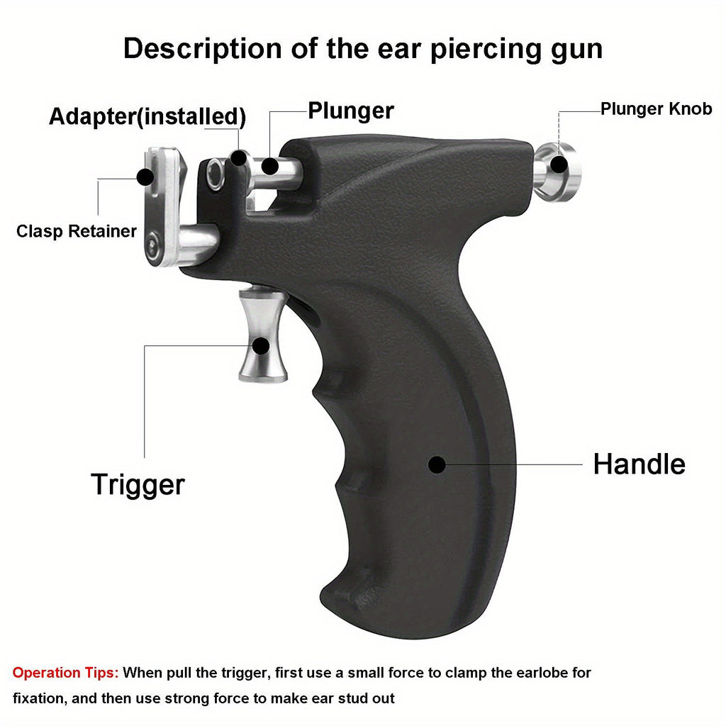 Reusable Ear Piercing Gun Kit, Professional Body Nose Lip Piercing Kits with 16 Pairs Stud Earrings (6 Pairs Sterling Silver Stud Earrings+10 Pairs Gun Stud Earrings)