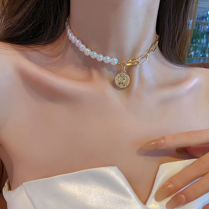 2PCS pendant pearl necklace niche retro clavicle chain light luxury high-end versatile jewelry, ladies, suitable for going out and giving gifts
