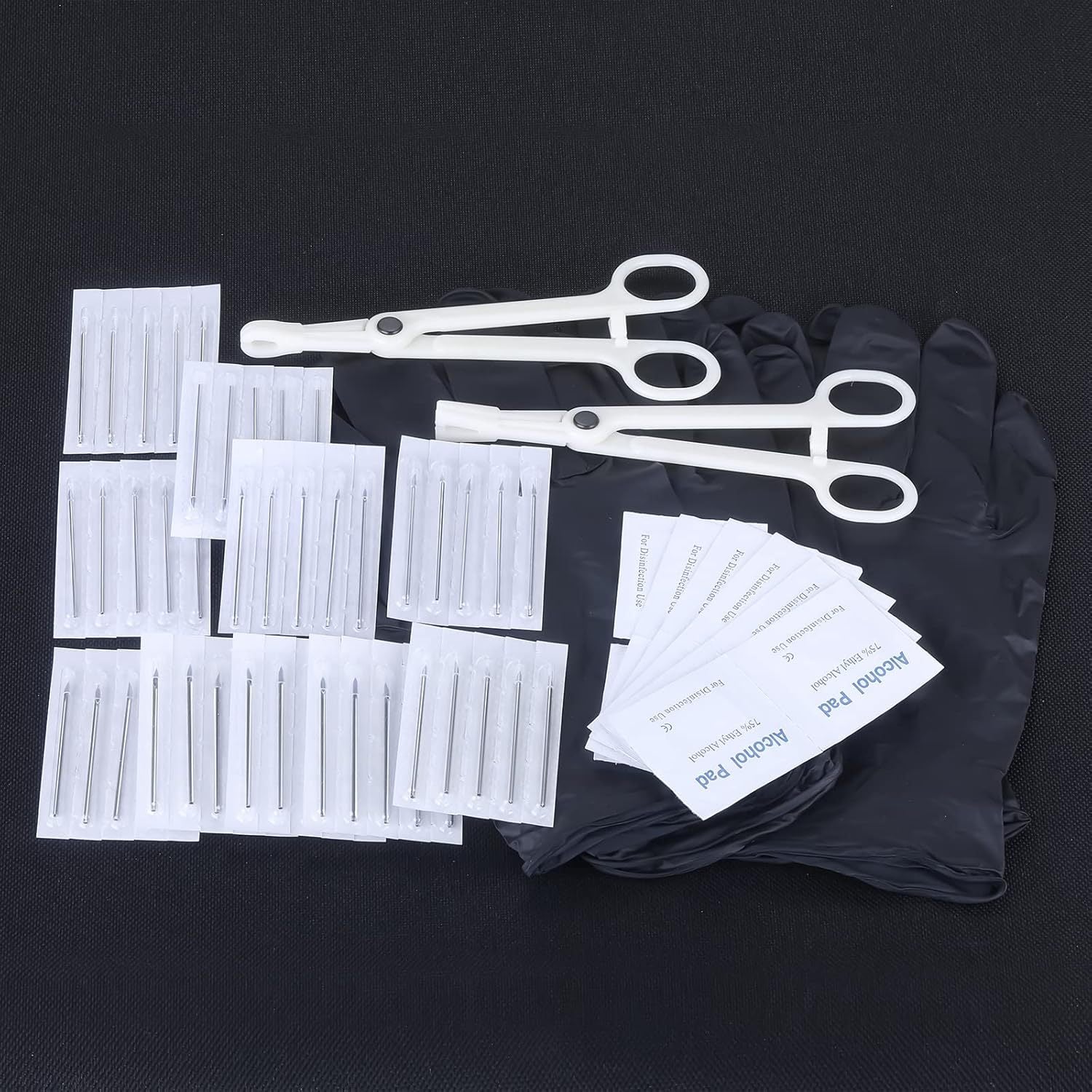 120PCS DIY Piercing with Pink Earrings body Piercing Kit Surgical Steel 14G 16G 20G BCR CBR Labret Lip Rings Cartilage Daith Earrings Nose Septum Nose Studs Belly Button Rings Jewelry Needles Gloves Clamps Tools