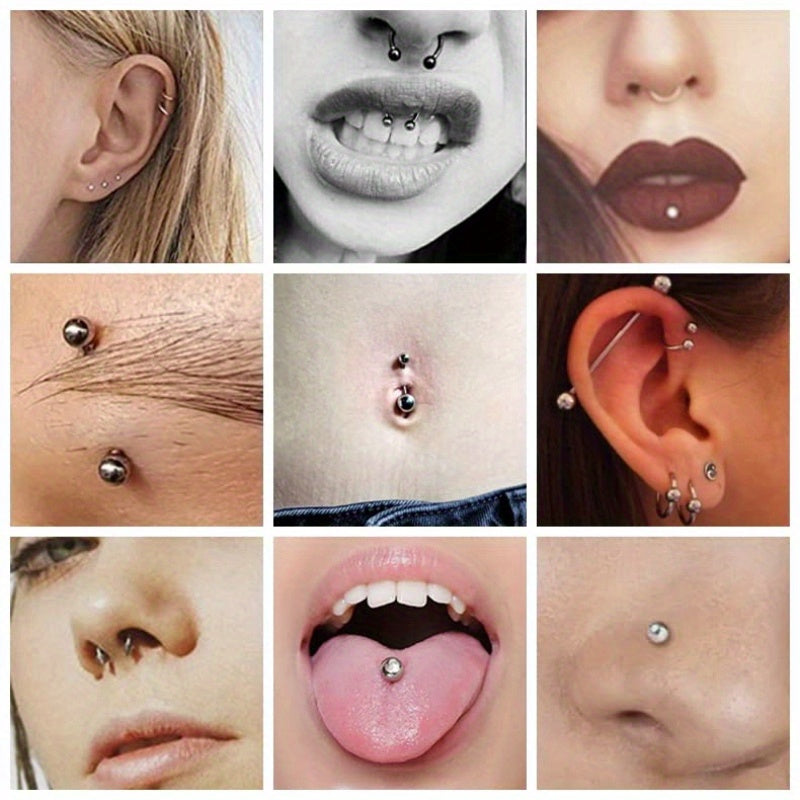 140PCS Body Piercing Kit - 14G & 16G Surgical Steel Piercing Jewelry Set - Includes BCR, CBR, Labret Rings, Cartilage Earrings, Daith Rings, Nose Septum Rings, Nose Studs, Belly Button Rings, Smiley Piercing, and More - Professional Body Jewelry Kit