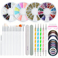10-Piece Nail Art Kit with Nail Brushes, Files, Drill & Rhinestones for Professional Manicure Pedicure at Home