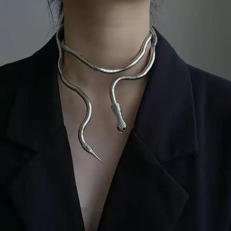 Unique Coiled Snake Necklace - Trendy Ins Style Minimalist Dark Aesthetic Unisex Choker for Men and Women, Perfect for Parties, Dances, and Special Occasions - Edgy and Stylish Statement Piece.