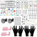 140PCS Body Piercing Kit - 14G & 16G Surgical Steel Piercing Jewelry Set - Includes BCR, CBR, Labret Rings, Cartilage Earrings, Daith Rings, Nose Septum Rings, Nose Studs, Belly Button Rings, Smiley Piercing, and More - Professional Body Jewelry Kit