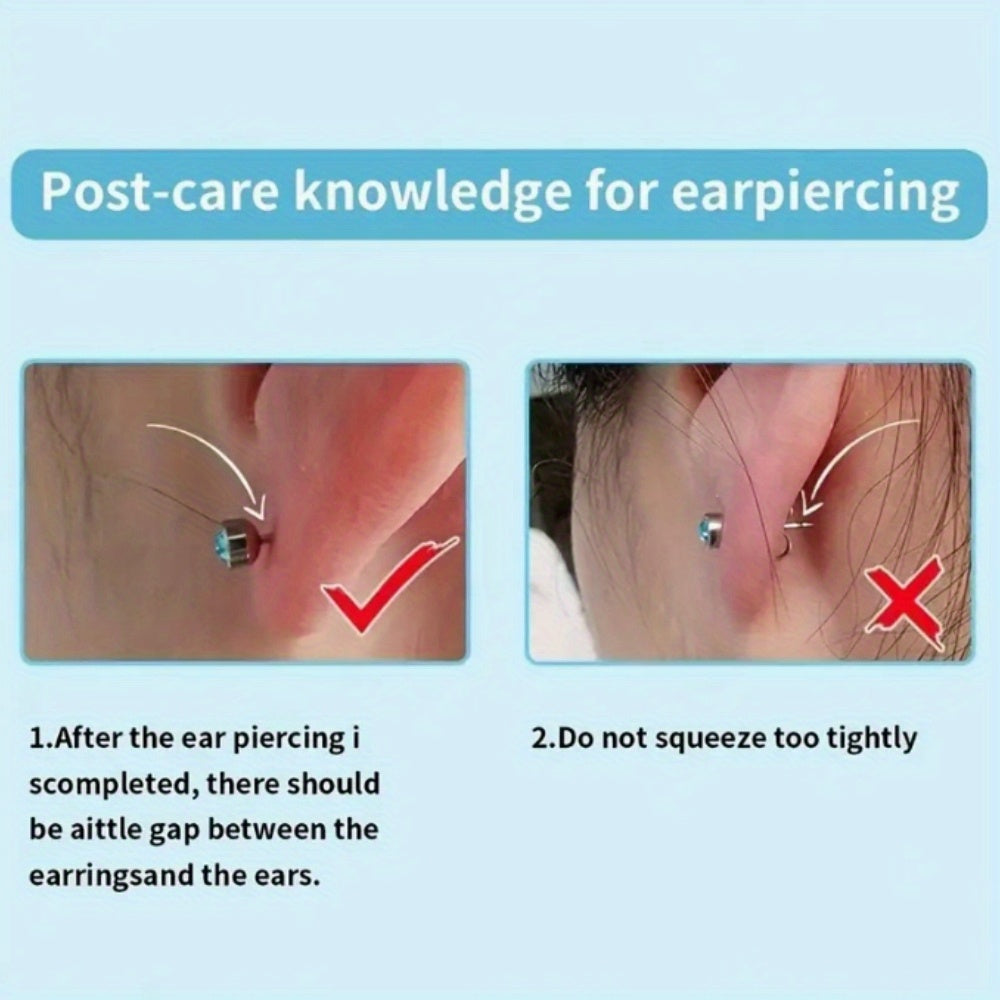 124PCS Body shape kit, earring piercing set, 10 earrings with 14G and 16G surgical steel needles, includes barbell earring rings, round earring rings, Labret studs, lip rings, ear care studs, tragus Stud, air ring, nose ring, belly button ring