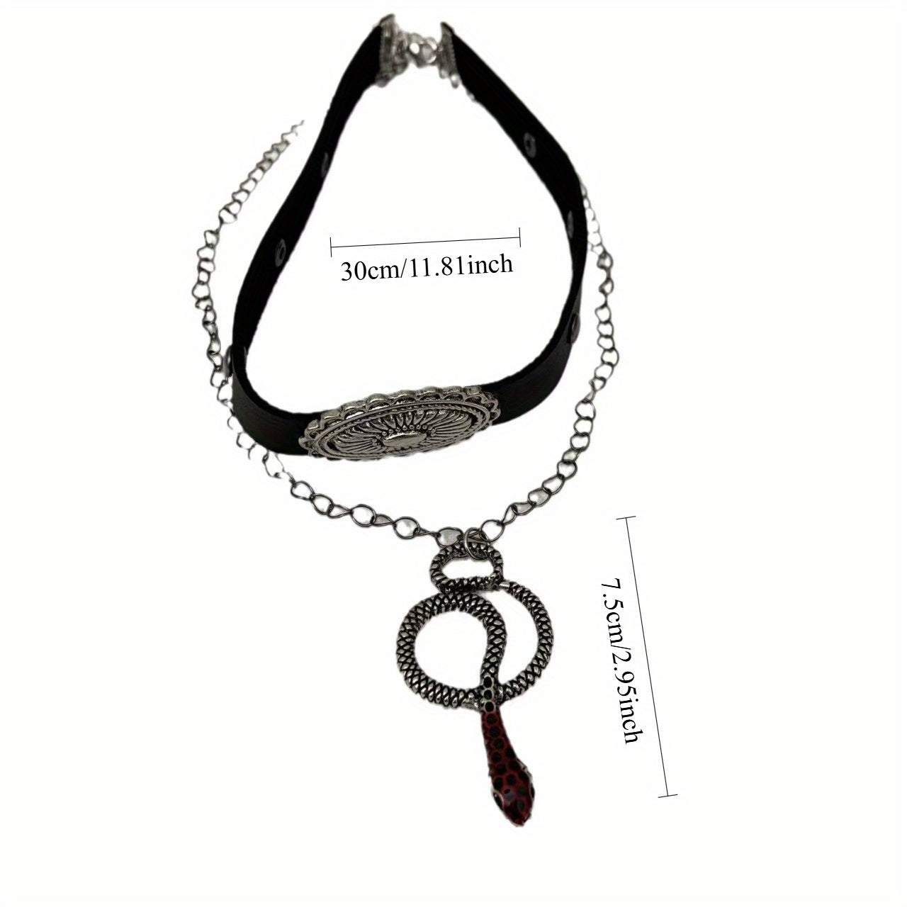 2PCS Punk Style Double-Layer Snake Leather Choker Necklace - Trendy and Edgy Unisex Snake Year Collar Chain for Women, Perfect for Sweet and Cool Look - Stylish Layered Necklace for Fashion Lovers.