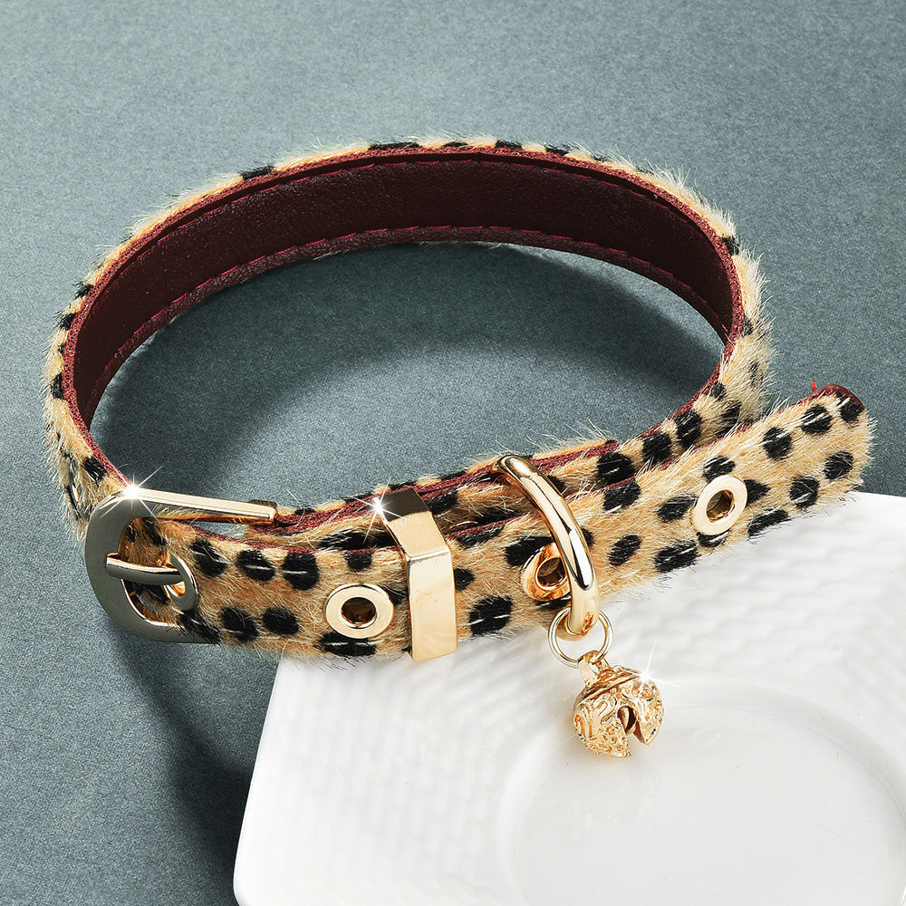 Leopard Print Choker Necklace for Women Unique Design Sweet Cool Y2K Style Copper Bell Clavicle Collar
